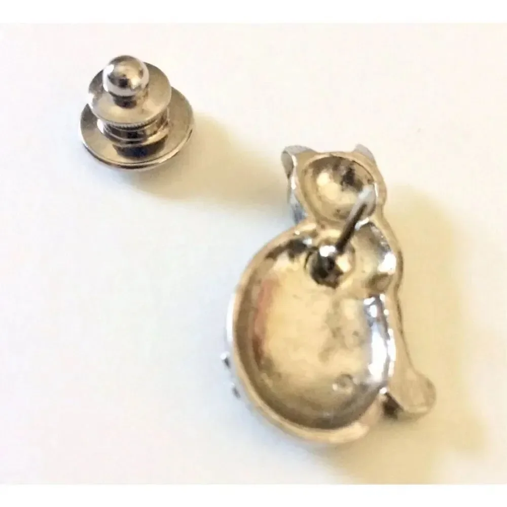 Vintage Avon Cat Pin/Brooch/Tie Tack Amber Glass Eyes Tiny